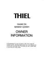 Thiel Model 04 User Manual preview