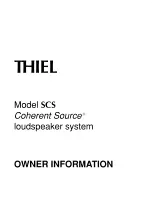 Предварительный просмотр 1 страницы Thiel SCS3 Owner'S Information