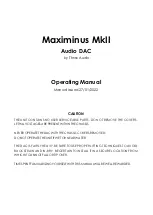 Thrax Audio Audio DAC Maximinus MkII Operating Manual preview