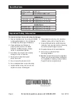 Preview for 2 page of Thunderbolt Magnum 62154 Owner'S Manual & Safety Instructions