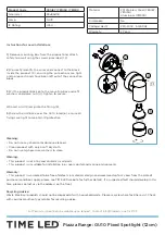 Preview for 2 page of TIME LED 781487 Installation And Operating Instructions