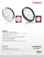 Предварительный просмотр 1 страницы Timex TX3070 Specification Sheet