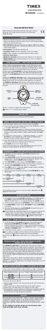 Timex W-193-EU User Manual preview