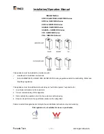 Preview for 1 page of Tinco AQUA28e Series Installation And Operation Manual