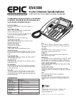 Preview for 1 page of TMC EPIC EV4500 Specifications