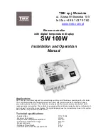 Preview for 1 page of TMK SW 100W Installation And Operation Manual