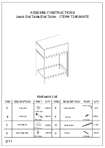 Preview for 2 page of TMS Lewis End Table 72401WHT Assembly Instructions Manual