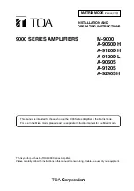 Preview for 1 page of Toa A-9060DH Installation And Operating Instructions Manual