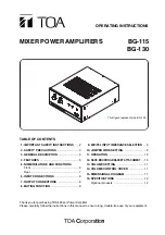 Preview for 1 page of Toa BG-115 Operating Instructions Manual