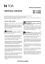 Toa BS-1110W Instruction Manual предпросмотр