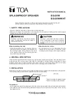 Предварительный просмотр 1 страницы Toa BS-20W/WHT Instruction Manual