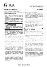 Предварительный просмотр 1 страницы Toa BS-4W Instruction Manual