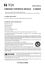 Preview for 1 page of Toa COBRANET User Manual