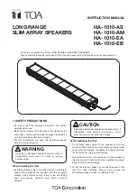 Предварительный просмотр 1 страницы Toa HA-1010-AS Instruction Manual