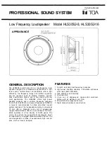 Предварительный просмотр 1 страницы Toa HLS30S2-8 Specifications