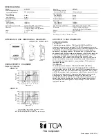 Preview for 2 page of Toa HNW-500 Specifications