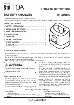 Toa IR-310BC Operating Instructions Manual preview