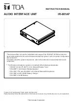 Preview for 1 page of Toa IR-801AF Instruction Manual