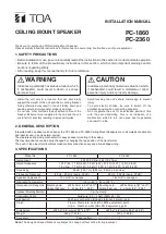 Предварительный просмотр 1 страницы Toa PC-1860 Installation Manual