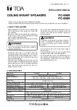 Предварительный просмотр 1 страницы Toa PC-648R Installation Manual