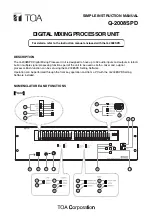 Preview for 1 page of Toa Q-2008SPD Quick Start Manual