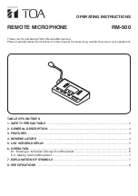 Toa RM-500 Operating Instructions Manual preview