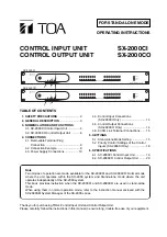 Toa SX-2000CI Operating Instructions Manual preview