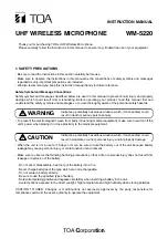 Preview for 1 page of Toa WM-5220 Instruction Manual