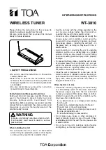 Toa WT-3810 Operating Instructions preview