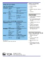 Preview for 2 page of Toa WT-780 Specifications