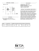 Предварительный просмотр 2 страницы Toa XRS-101SCS Specifications