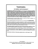 Preview for 2 page of Toastmaster CO36 Owner'S Operating & Installation Manual