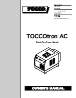 Предварительный просмотр 1 страницы TOCCO TOCCOtron AC Owner'S Manual