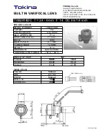 Предварительный просмотр 1 страницы Tokina BUILT IN VARIFOCAL LENS TVB2414DC Specification Sheet