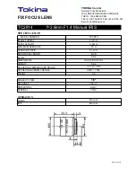 Tokina FIX FOCUS LENS TC2814 Specification предпросмотр