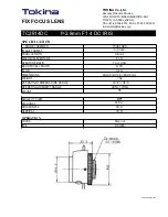 Tokina FIX FOCUS LENS TC2814DC Specification предпросмотр