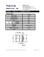 Tokina Monofocal Len TC0812 Specification предпросмотр