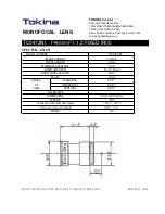 Предварительный просмотр 1 страницы Tokina Monofocal Lens TC0412NI Specification