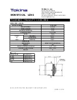 Предварительный просмотр 1 страницы Tokina MONOFOCAL LENS TC0614DC Specification