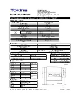 Предварительный просмотр 1 страницы Tokina MOTORIZED ZOOM LENS TM7Z0818GAIPN Specification