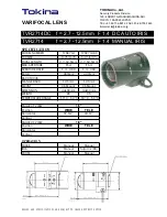 Предварительный просмотр 1 страницы Tokina Varifocal Lens TVR2714 Specifications