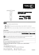 Preview for 1 page of Toku TS-55 Operator'S Instructions/Spare Parts List