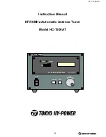 Предварительный просмотр 1 страницы Tokyo Hy-Power HC-1500AT Instruction Manual