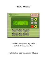 Toledo Brake Monitor Installation And Operation Manual preview