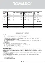 Preview for 19 page of tomado TAF8001B Instruction Manual