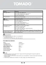 Preview for 20 page of tomado TDC8001W Instruction Manual