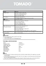 Preview for 38 page of tomado TDC8001W Instruction Manual