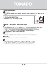 Предварительный просмотр 30 страницы tomado TDH8001W Instruction Manual