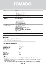 Предварительный просмотр 38 страницы tomado TDH8001W Instruction Manual