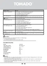 Предварительный просмотр 58 страницы tomado TDH8001W Instruction Manual